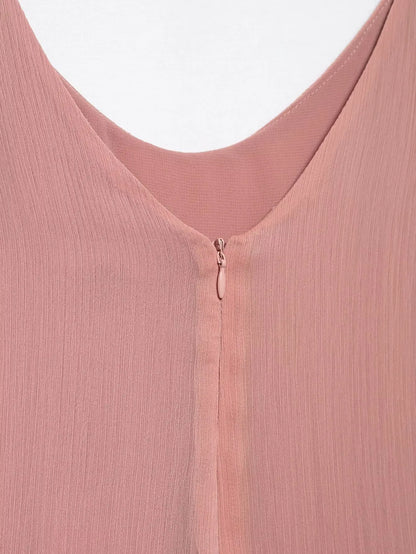 Women's Sweet Chic Suspender Dress Pink Solid Layered Zipper Mini Dress Fashion Spring Summer Holiday Beach Party Dress
