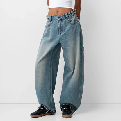 Womens Jeans High Waisted Straight Wide Leg Baggy Jeans Y2k Boyfriend Vintage Washed Loose Denim Pants Cyber Grunge Streetwear
