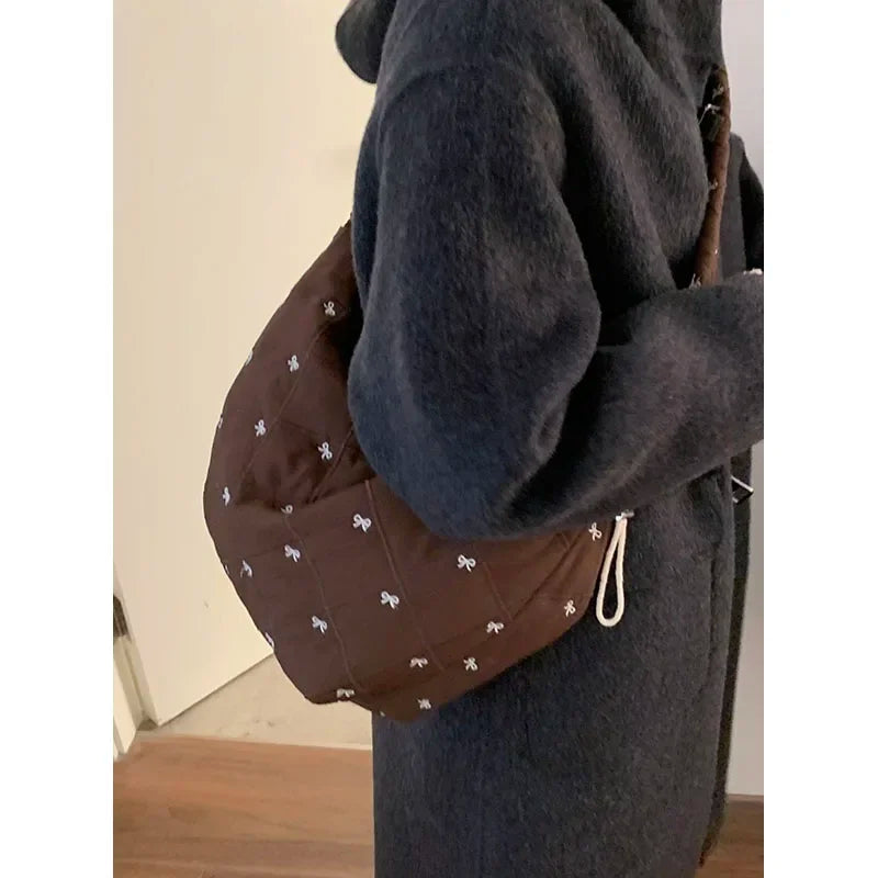 Down Bag for Women New Korean Niche Nylon Versatile Crossbody Single Shoulder Underarm Hobos Bags