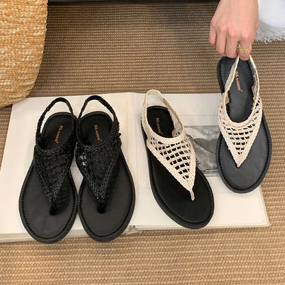 Women Flats Sandals Slides Shoes Summer Beach Luxury Female Flip flops Fashion Round Toe Ladies Flats Sandals Shoes
