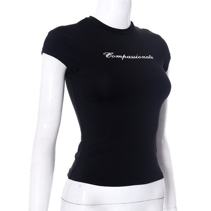Compassionate Short-Sleeve Stylish Black Tee