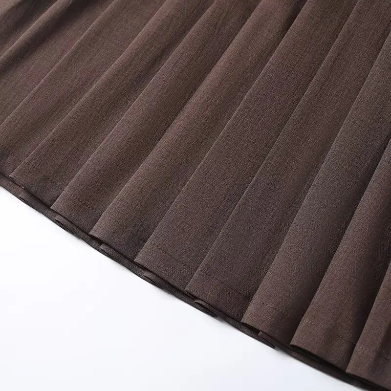 New Commuting Preppy Style Pleated Skirt For Women Side Zipper High Waist Spring Autumn Knee Length Skirts