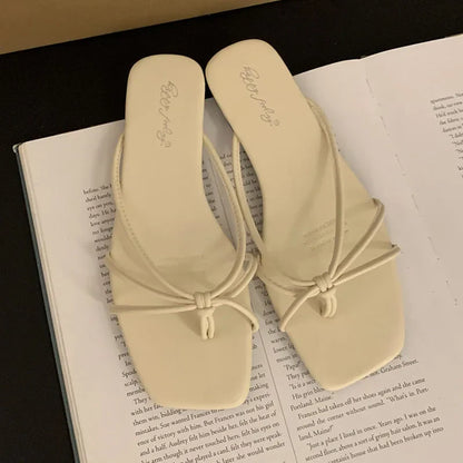 Red Summer Women Slippers Fashion Women's Narrow Band Flat Flip Flop Shoes Ladies Casual Outdoor Beach Slides Sandalias Muj
