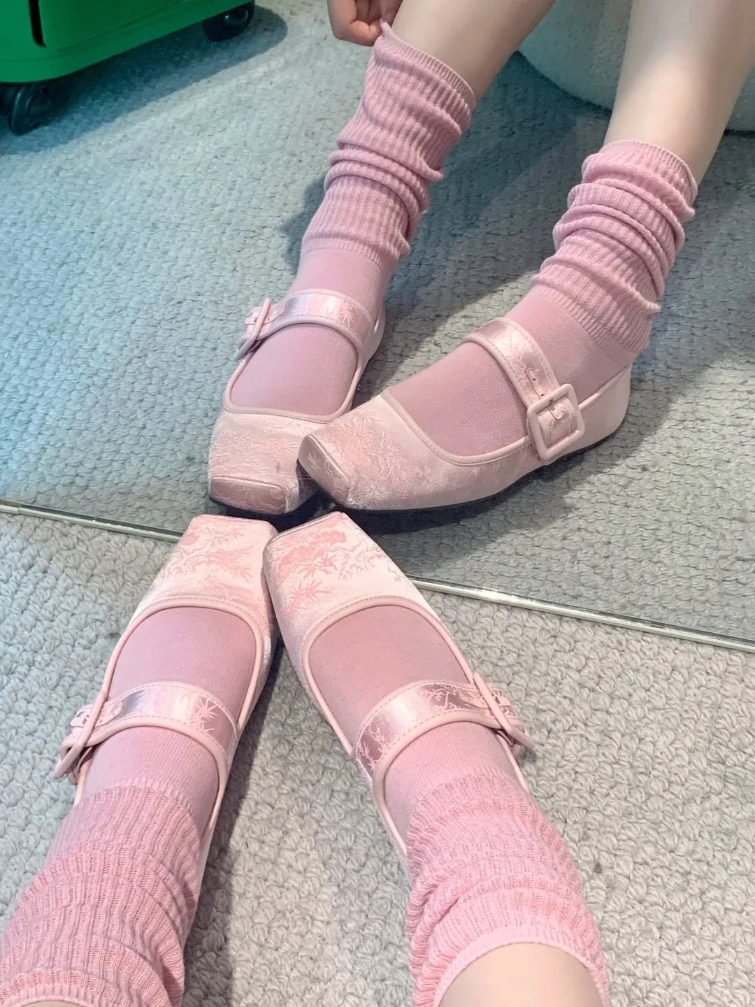 Brand Design Women's Pink Casual Ballet Flats Satin Silk Embroidery Silver Black Mary Jane Shoes for Women High Quality
