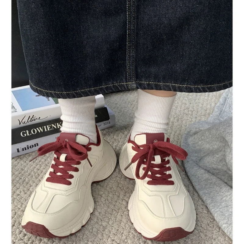 Retro Style Womens Trainers Thick Bottom Ultra Soft Height Increase Chunky Shoes Women Sports Waterproof Womens Shoes