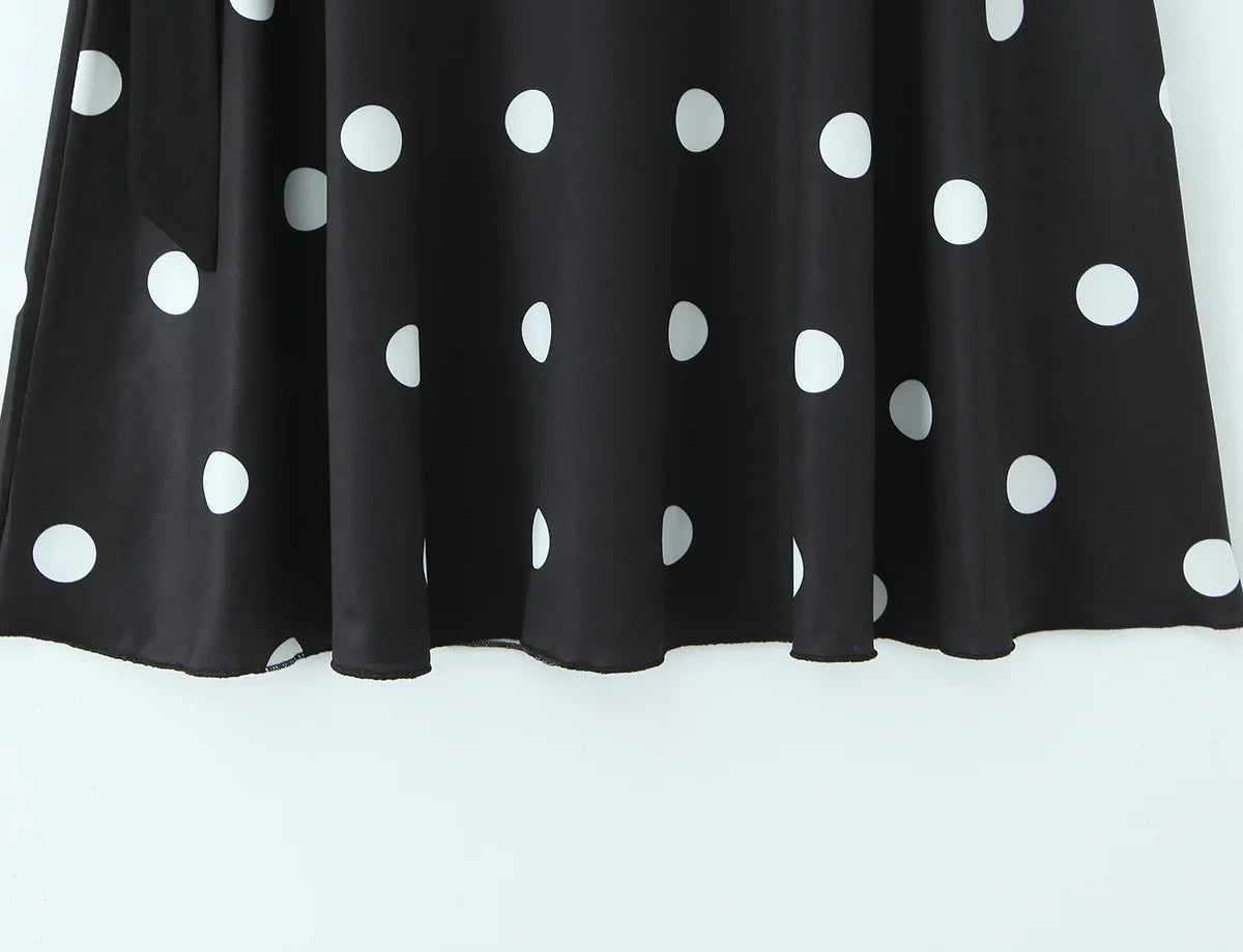Halter Neck Camisole Polka Dot Skirt Set Women's Summer Sexy Fashionable Personality Neckband Backless Beach Vacation Black Set