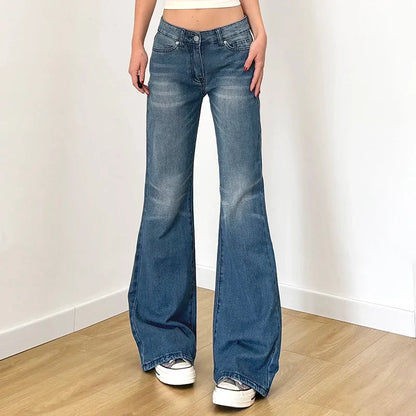 Y2K Blue Straight Jeans Korean Fashion Street Style Denim Pants Basic Casual Harajuku Slim Fit Trousers Spring Outfit