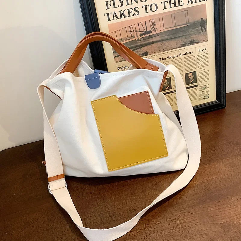 Ladies' Large Capacity Tote Bag Hand-held Canvas Shoulder Bag Young Fashion Versatile Casual Crossbody Bag