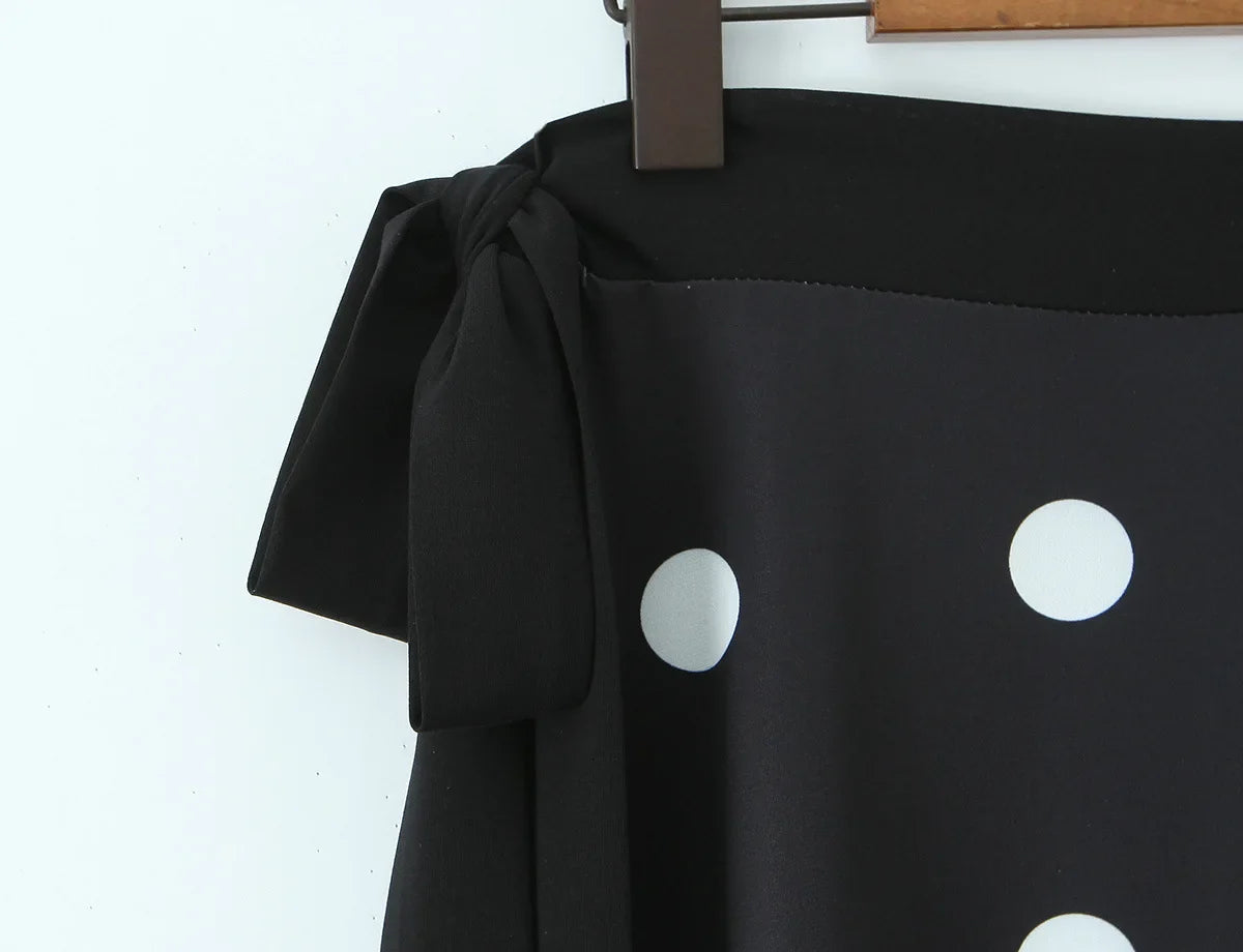 Halter Neck Camisole Polka Dot Skirt Set Women's Summer Sexy Fashionable Personality Neckband Backless Beach Vacation Black Set
