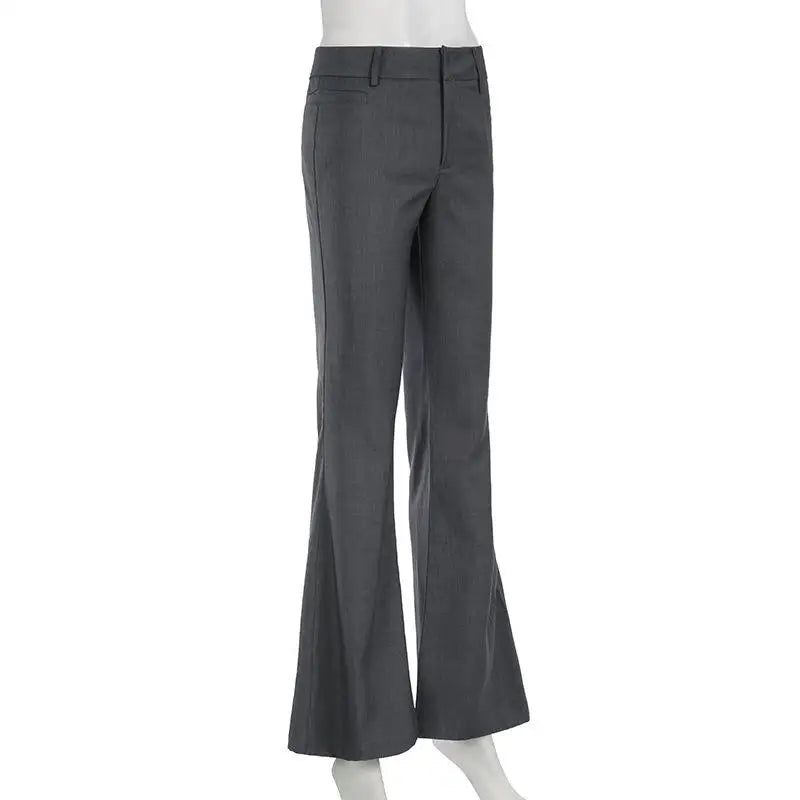 Sophisticated Pants Textured Pleated Low-Waist Pants Figure-Flattering Tailored Woven Pants Curve Enhancing Long Trousers