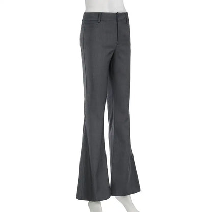 Sophisticated Pants Textured Pleated Low-Waist Pants Figure-Flattering Tailored Woven Pants Curve Enhancing Long Trousers