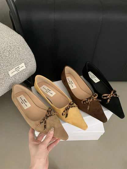 Pointed Toe Women Loafers New Arrivals Autumn Spring Dress Shoes Low Heeled Flats Bow Design Casual Slides Mules Shoes
