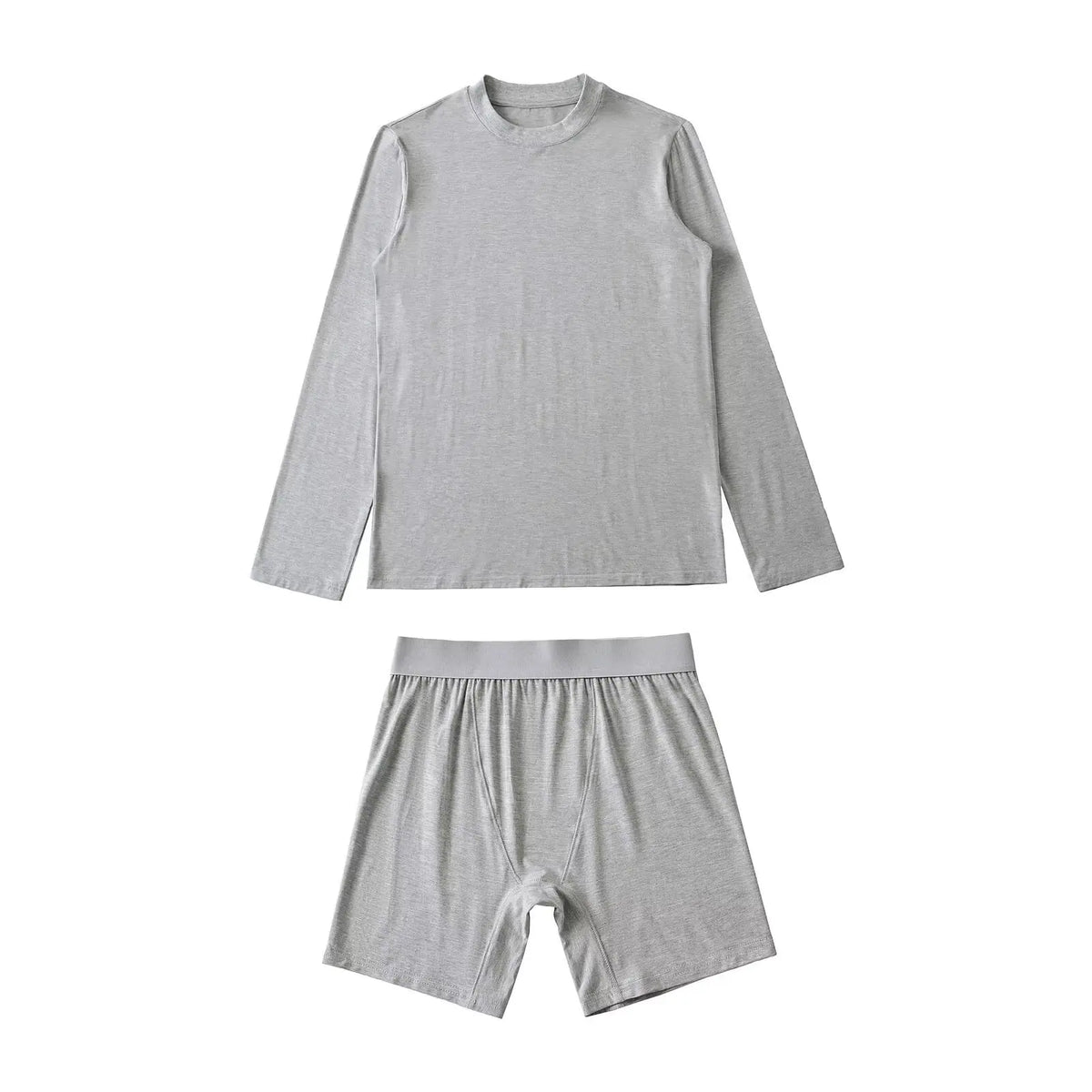 Solid Cozy Home Suits For Women Summer Crew Neck Long Sleeve Loose T-shirt+Slim Shorts Sets Simple Casual Fashion Two-piece Set