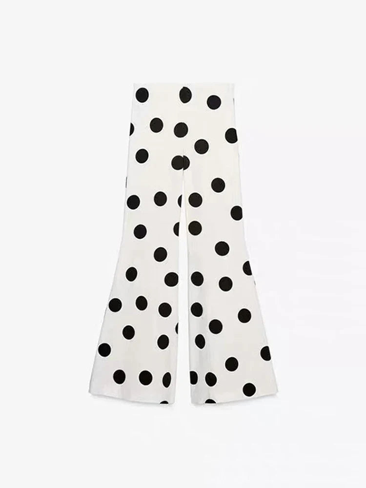 Sexy Polka Dot Women's Top Pants Sets Off Shoulder Backless Tube Top High Waist Straight Pant Female Suit Summer Lady Outfits