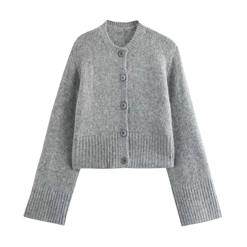 Casual O-neck Knitted Cardigan Women Autumn Winter Slim Short Buttons Coat Female Elastic Waist Solid Sweater Lady Soft Basic