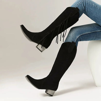 Shoes Fashion Boots Woman Sexy Thigh High Heels High Sexy Boots-Women Round Toe Punk Over-the-Knee Stiletto Ladies Med Rub