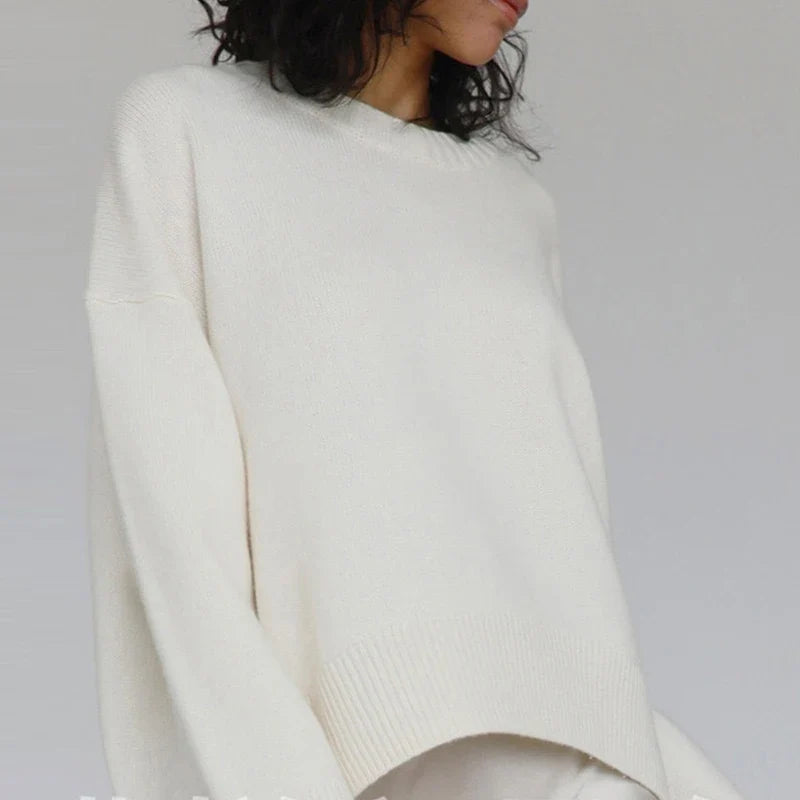 Solid Thicken Knitted Sweaters Women Loose O-neck Long Sleeve Female Pullovers Autumn Winter Fashion New Chic Lady Outwears