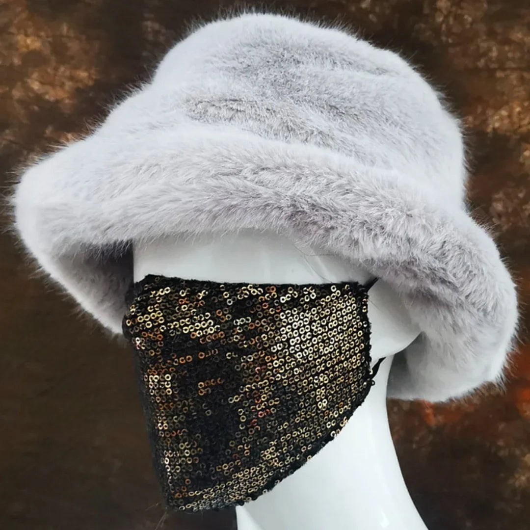 Winter 58-60cm XL Faux Fur Bucket Hat For Women Outdoor Warm Luxury Oversize Fisherman Hat Girl Trendy Party Long Fur Panama Cap