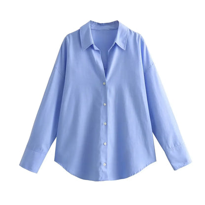 Oversized Fashion Shirt Blouse Women Summer Autumn Long Sleeve Loose Casual Shirts Tops Office Lady Streetwear Outfits