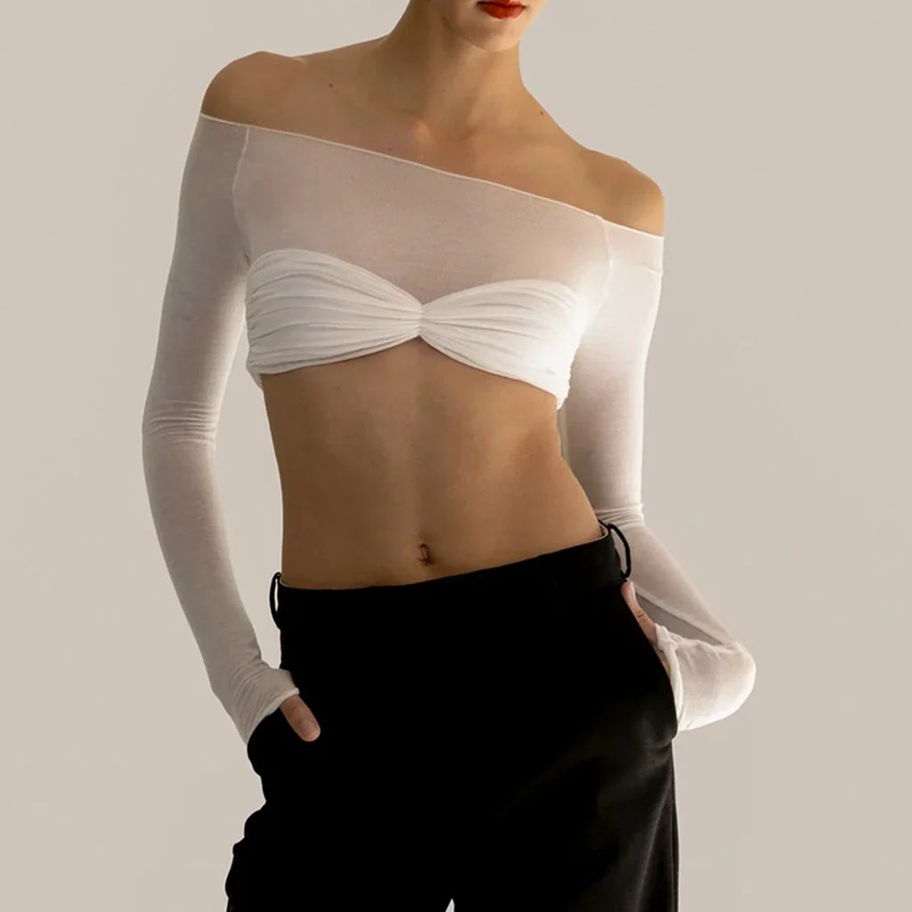 Shell Patchwork See-through Strapless