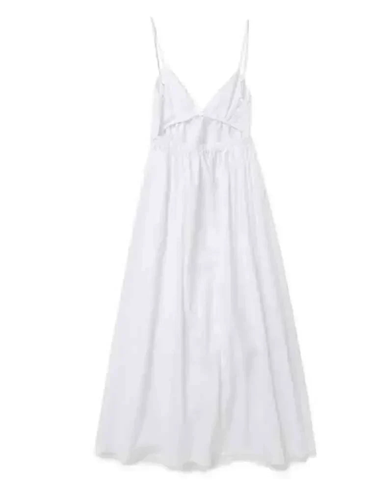 Spaghetti Strap Low Open Back Tiered Maxi Dress