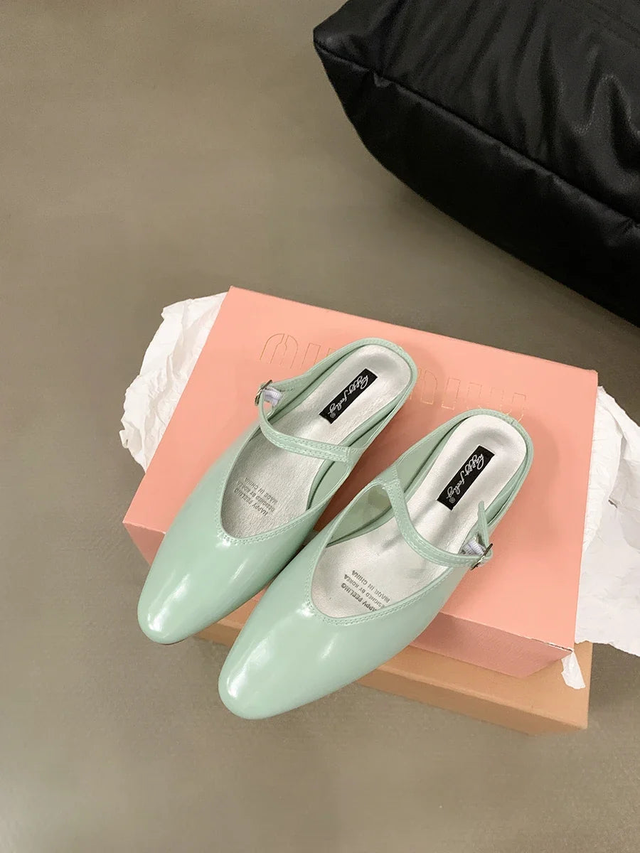 Women Shoes Brand Designer Mary Janes Shoes Summer Butterfly Knot Japanned Slip On Flats Vintage Narrow Band Dress