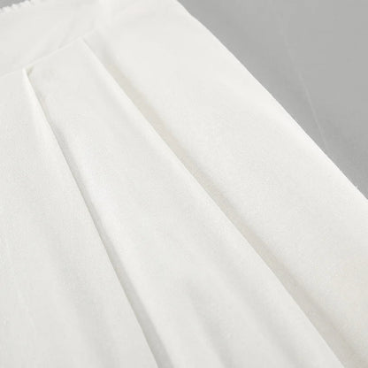 White Simple Wide Leg Pants Sets Women Summer New Off Shoulder Sleeveless Tube Tops Streetwear Fashion Casual Pants 2 Piece Set