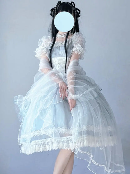 NEW Original Gorgeous Tea party Lolita OP short-sleeved dress Lolita Princess Dress Elegant Fairy maiden lace dress