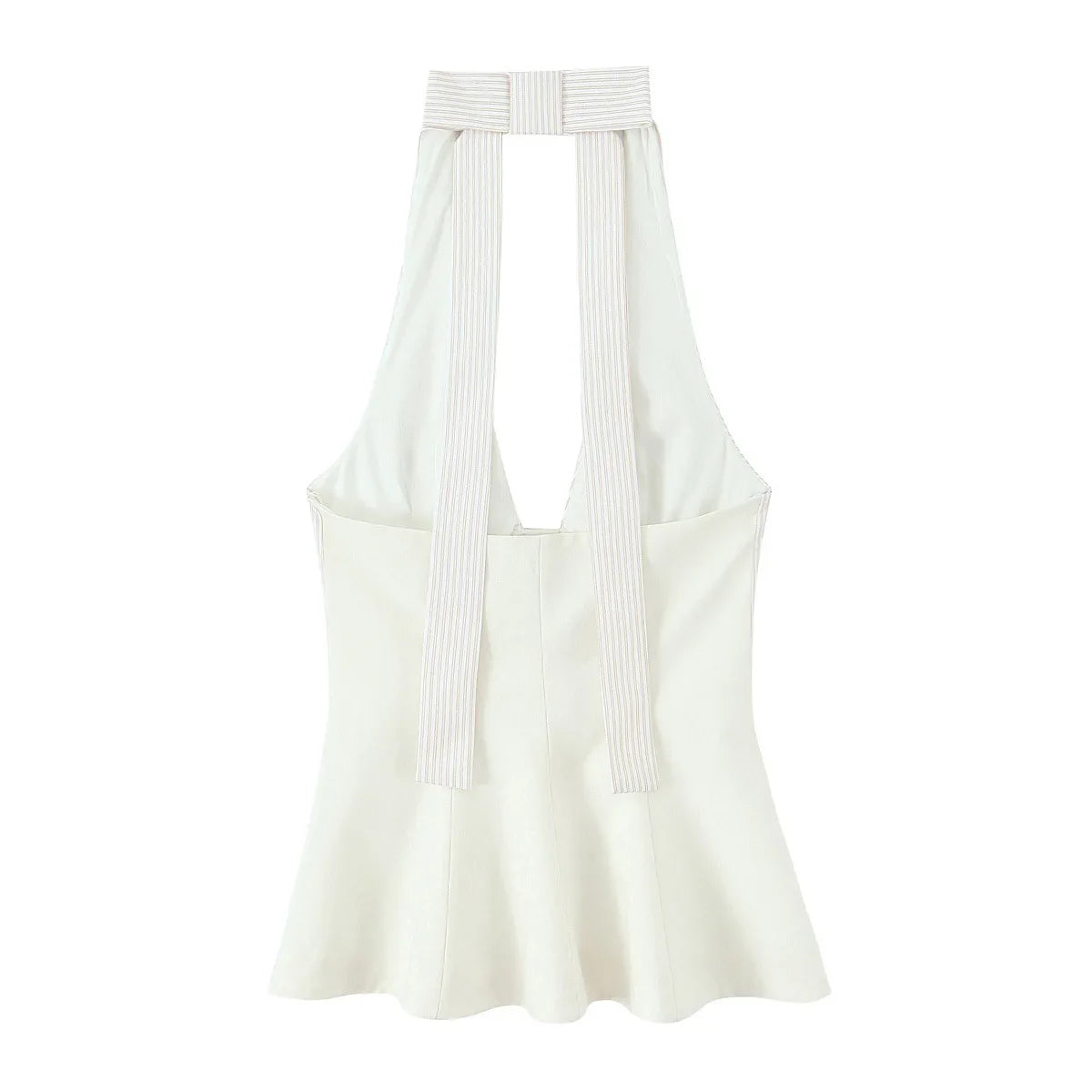 Women's New Fashion Stripe Splicing Tops Sleeveless Backless Crop Top Female Summer Sexy Slim Short Top