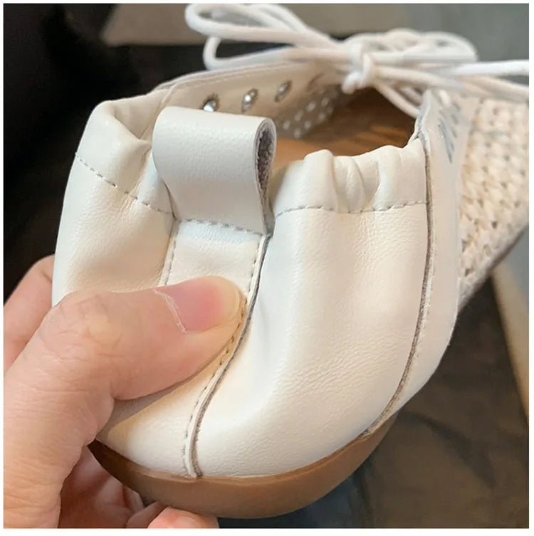 Fashion Hollow Out Mesh Split Toe Women Tabi Ballet Flats Summer Comfortable Walking Lazy Loafers Casual Girls Dance Shoe