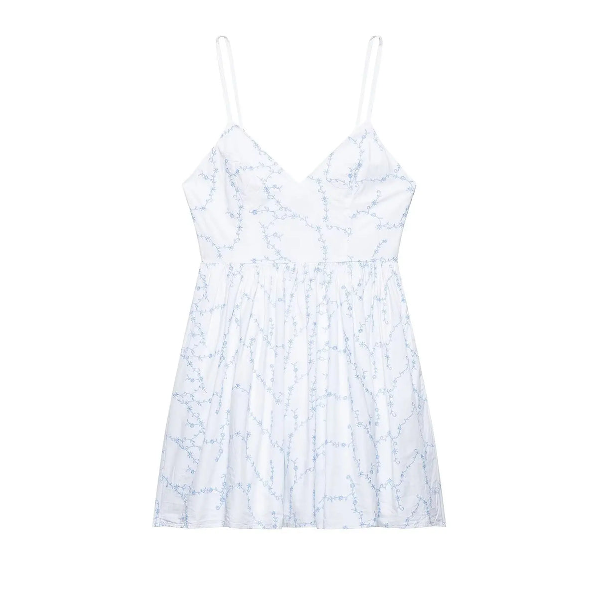 Summer Elegant Embroidery Sling Mini Dress For Women Holiday Sleeveless Backless V-Neck Pocket Side Zipper Causal Dresses