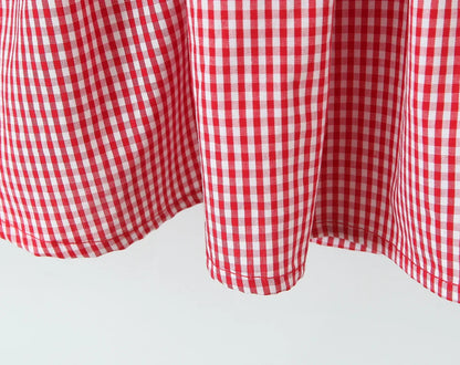 Fashionable Short Red Plaid Dress Women Sexy Backless A-line Mini Summer Halter Dress Vacation Robe 2026