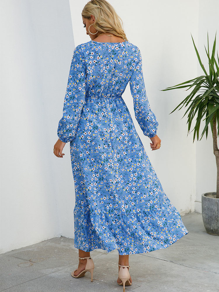 Casual Coastal Long Bohemian Flowered Dress