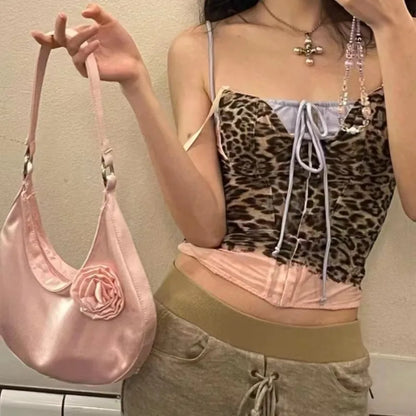 Vintage Casual Patchwork Flower Shoulder Bags Streetwear All Match Trendy Underarm Bag Fashion Simple Casual Women's Handbags