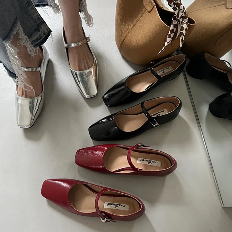 Spring New Women Mary Jane Shoes Fashion Round Toe Shallow Slip On Ladies Flat Shoes Soft Sole Outdoor Dress Ballerina