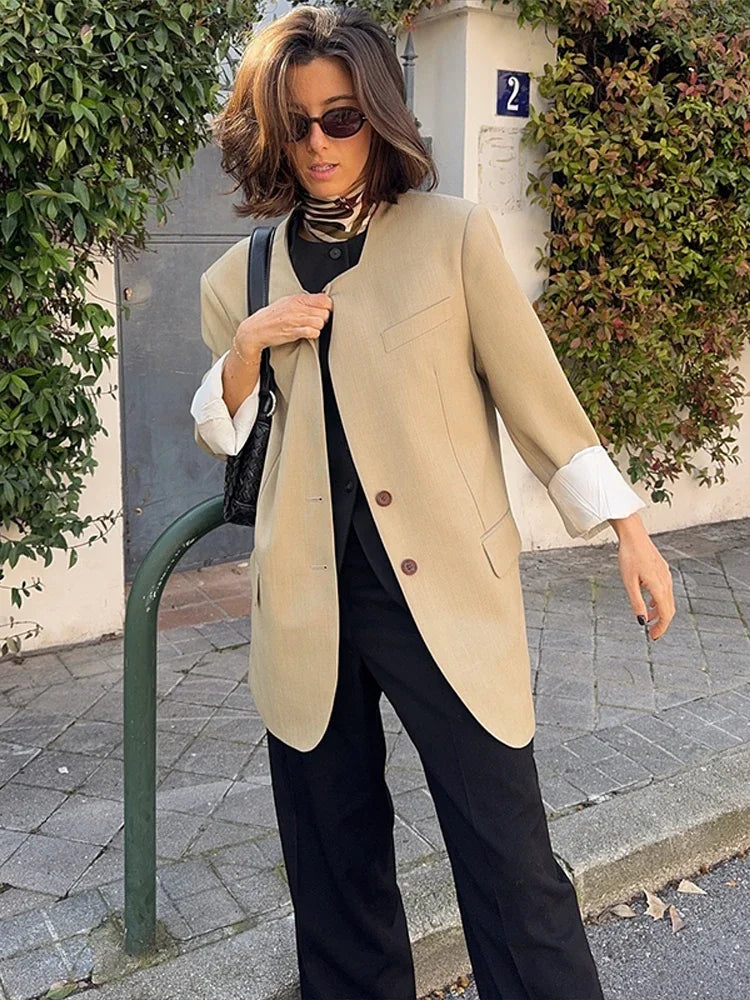 Casual Women's Blazer Jackets Long Sleeve Square Collar Spring Female Coat Fashion Pockets Long Sleeve Office Lady Outfits