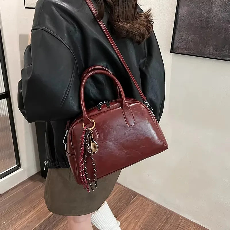 Small PU Leather Shoulder Bags For Women New Winter Y2K Korean Fashion Retro Crossbody Bag Trend Simple Handbags And Purses