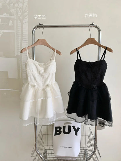 Women's Apricot Mini Dress Y2k Vintage Elegant Off Shoulder Sleeveless Evening Dress Party Club One Piece Frocks Clothes Summer