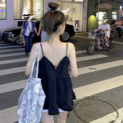 Women's Camisole Tank Tops Korean Style Sweet Casual Spaghetti Straps Vest