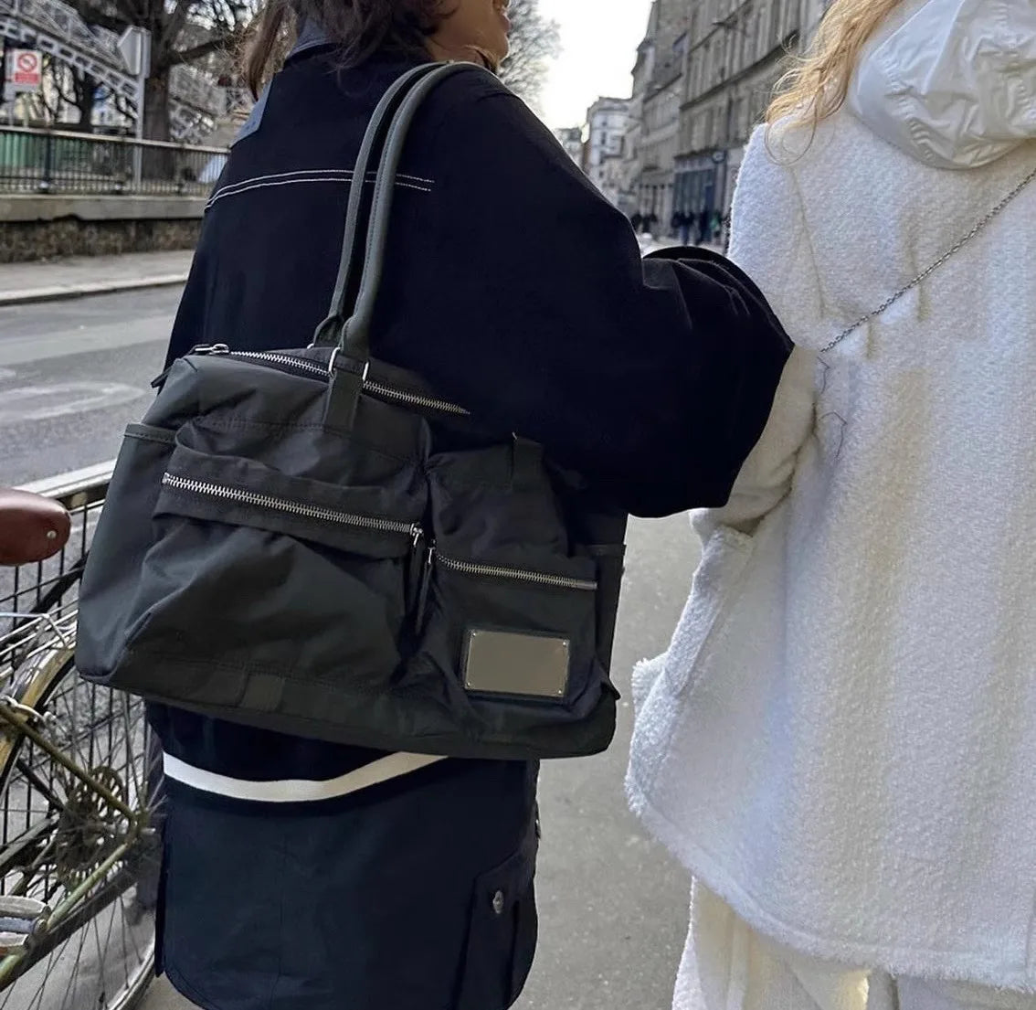 Double Pocket Fashion Bag for Women's New Travel Large Capacity Nylon One Shoulder Handheld Fitness Tote Bags