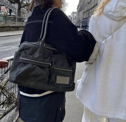 Double Pocket Fashion Bag for Women's New Travel Large Capacity Nylon One Shoulder Handheld Fitness Tote Bags