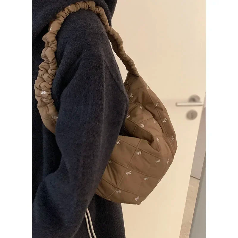 Down Bag for Women New Korean Niche Nylon Versatile Crossbody Single Shoulder Underarm Hobos Bags