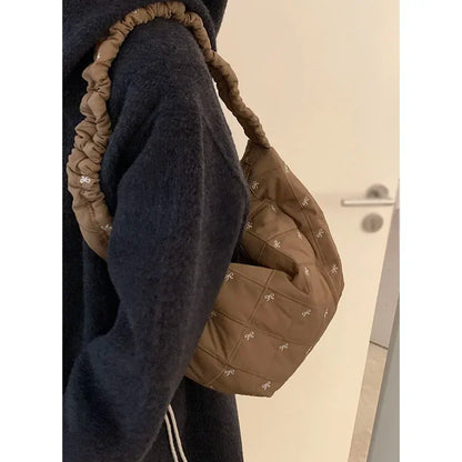 Down Bag for Women New Korean Niche Nylon Versatile Crossbody Single Shoulder Underarm Hobos Bags