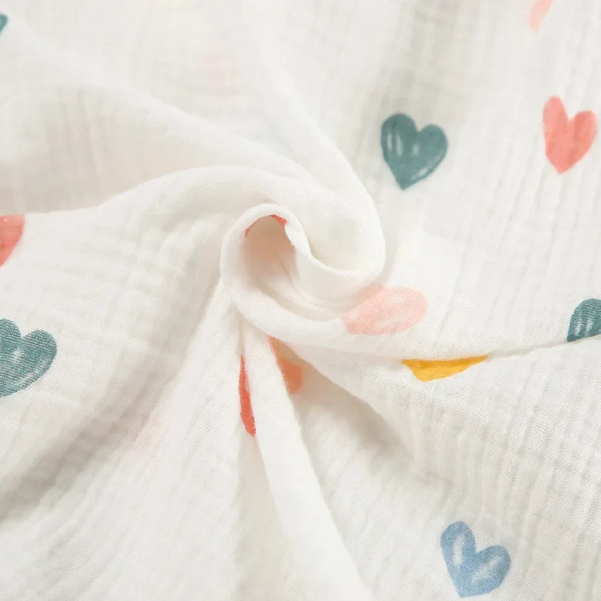 Heart Print Lapel Short Sleeve Top + Shorts Pajamas Loose 100% Cotton Comfortable Women Sets Casual Homewear Sleepwear Outfits