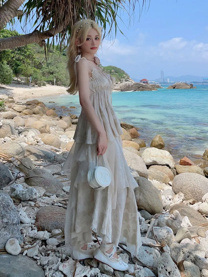 Rose bustier and halter top for women irregular bustier skirt set super fairy retro country style design sense summer 2024