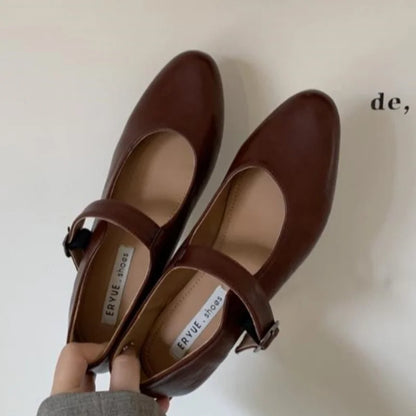 Fashion Women Flats Brand Design Square Toe Women Ballet Shoes Casual Buckle Strap Female Dress Shoes Low Heels Mu