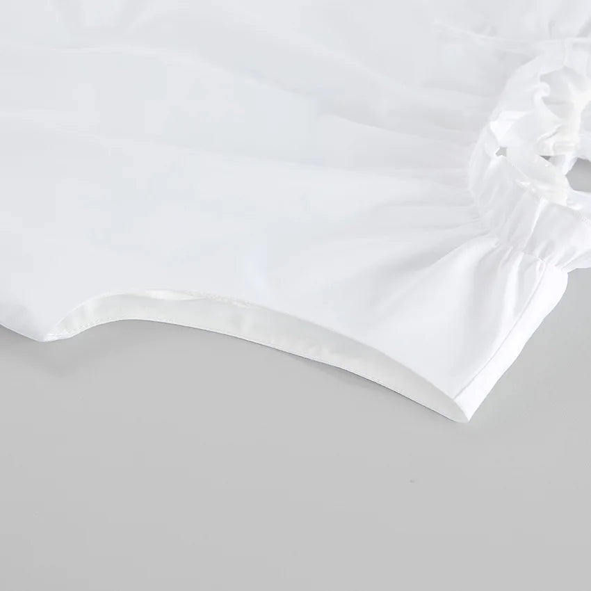 Summer Cotton A-line Loose Ruffles White Dress Women Casual O-neck Lace-up Sleeveless Mini Dress Female Holiday Party Dress 2025