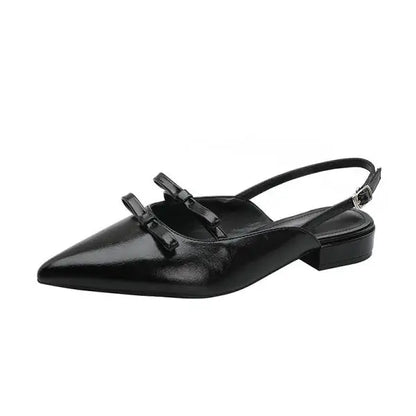 Shoes Ladies' Slippers Cover Toe Luxury Slides Slipers Women Butterfly-Knot Shallow Low Designer 2025 Pointed Flat Patent Leathe