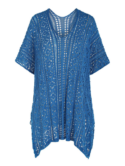 Crochet Knit Tie Side Cover Up Beach Top