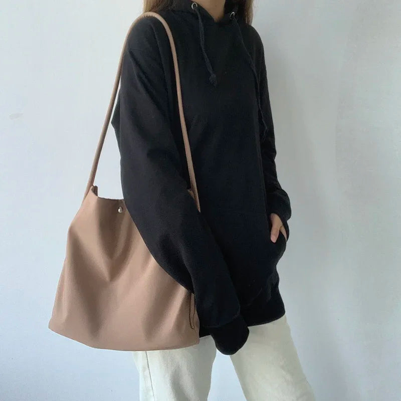 Simple Solid Sweet Canvas Women Shoulder Bags Students Fashion Casual Streetwear Crossbody Bag All Match Y2k Aesthetic Handbags